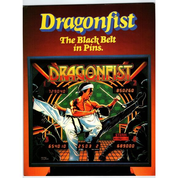 1981 Dragonfist Pinball Machine Flyer Stern Electronics Vintage Arcade Ephemera - Picture 1 of 2